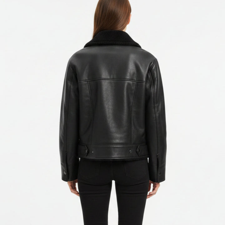 UGG Women's Jacket Finnian LuxeFluff Moto Black