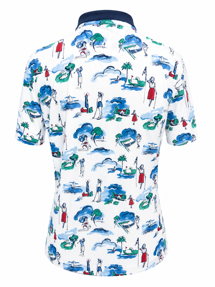 SanSoleil Womens Short Sleeve Zip Polo - Club Life