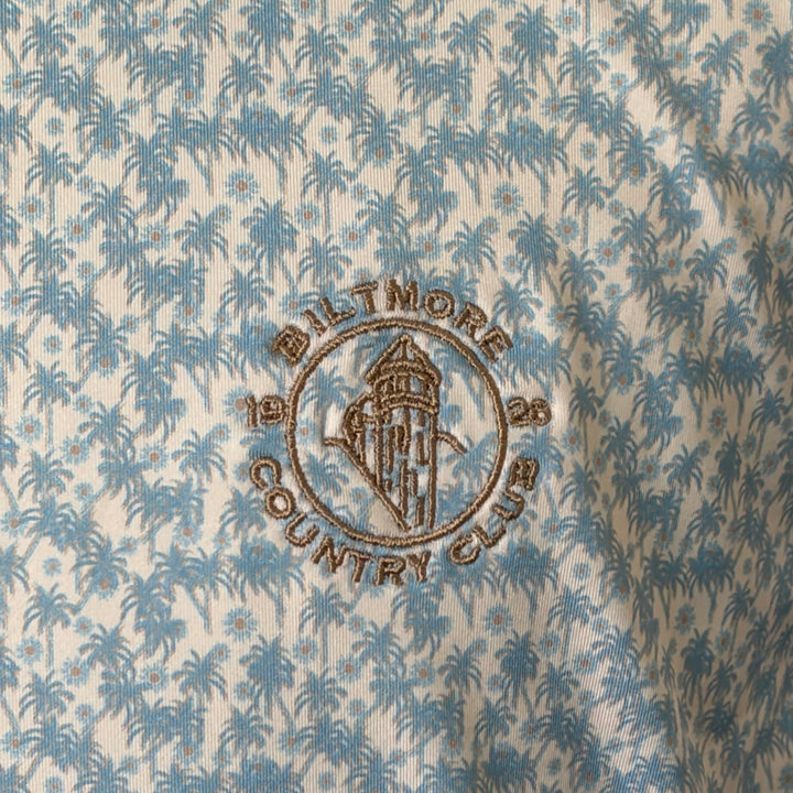 Bobby Jones Performance Palmy Print Polo (w/ logo) - Sky Blue - Skorzie