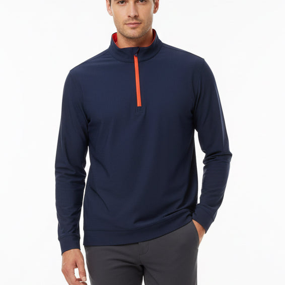 Straight Down Men's Golf Quarter Zip Bel Air New Indigo/Flag Red Size L