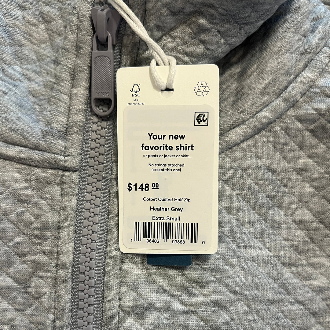 Marine Layer Women's Pullover Corbet Quilted Half Zip Heather Grey Size XS