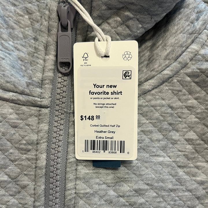 Marine Layer Women's Pullover Corbet Quilted Half Zip Heather Grey Size XS