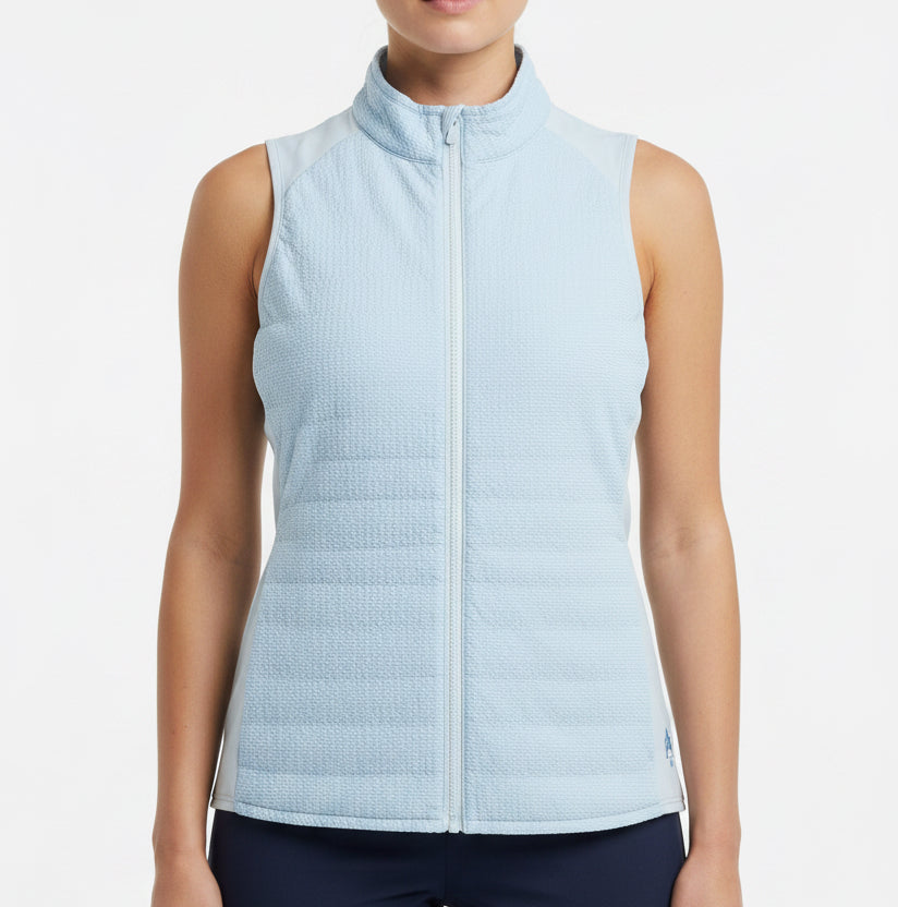 Peter Millar Women's Vest Fuse Seersucker Hybrid Sky Blue Size XS