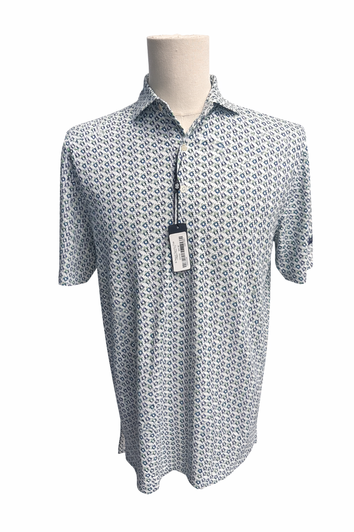 Turtleson Shelby Performance Polo (w/ logo) - White/Lime - Small - Skorzie