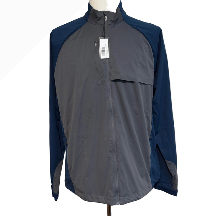 Greg Norman Weatherknit Block Full-Zip Jacket - Charcoal/Navy - Large - Skorzie