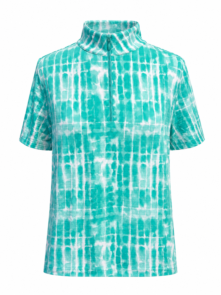 IBKUL Rue Short Sleeve Zip Mock - Seafoam