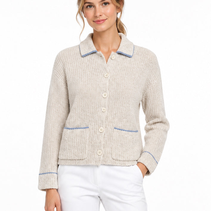 Margaret O'Leary Women's Cardigan Inverness Jacket Grey Mix Size S
