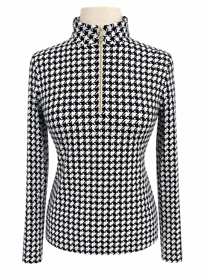 G-Lifestyle Long Sleeve Quarter Zip Top - Houndstooth - Small