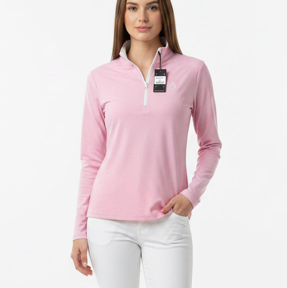 Straight Down Women's Golf Quarter Zip Clara (w/ logo) Pink Floyd