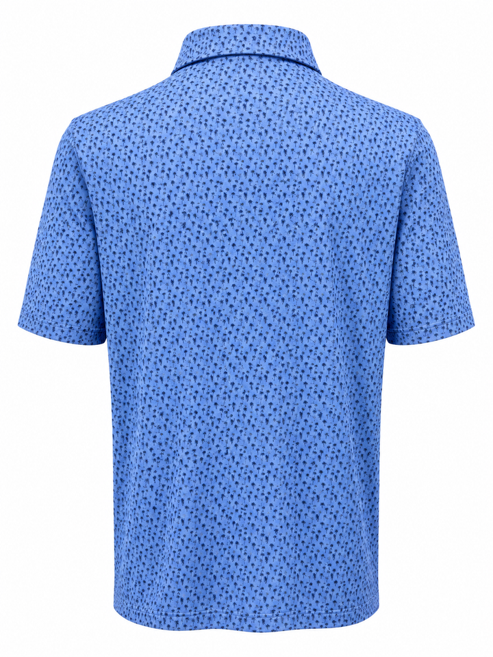 Bobby Jones Performance Palm Tree Print Jersey Polo - Classic Blue - Large