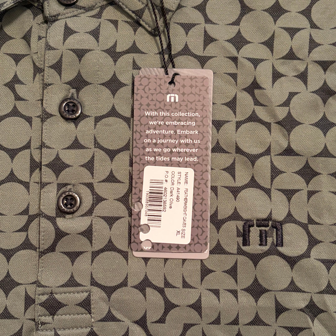 Travis Mathew Men's Polo Featherweight Caves Dark Olive Size XL