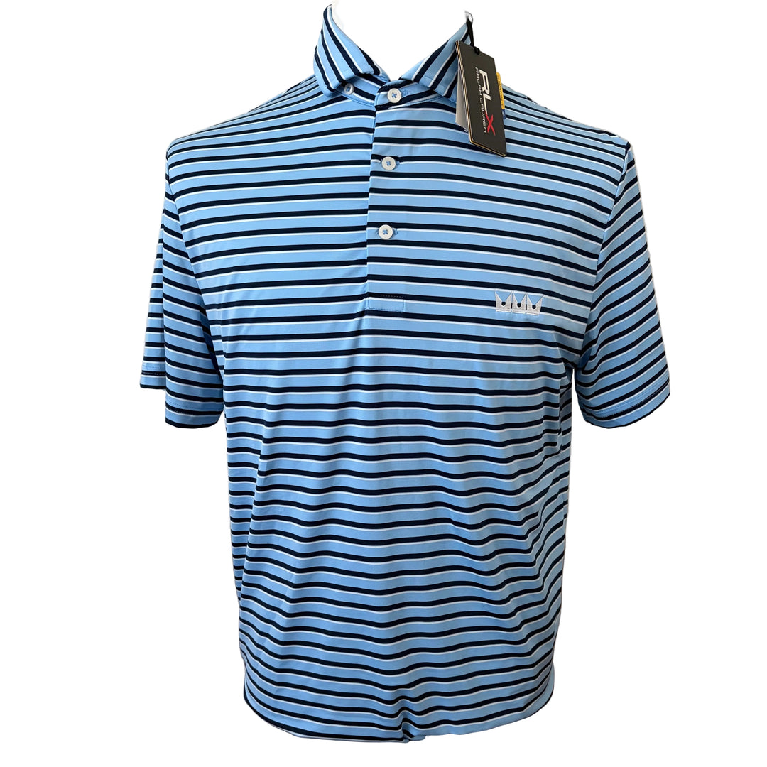 RLX Ralph Lauren Classic Fit Performance Polo (w/logo) - Blue Multi - Small - Skorzie
