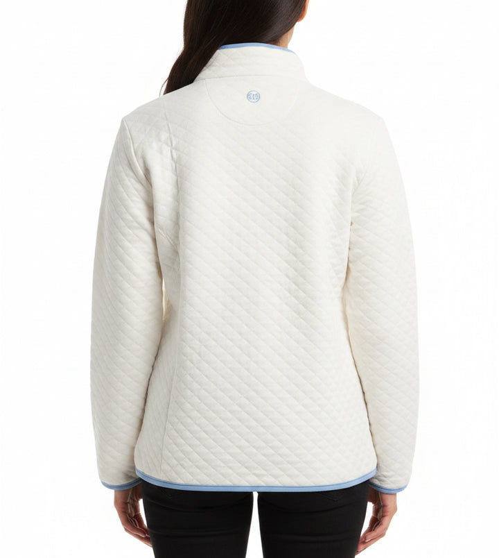 Renwick Women's Golf Pullover Quilted Snap Mock (w/logo) Ivory/Peri Size XL