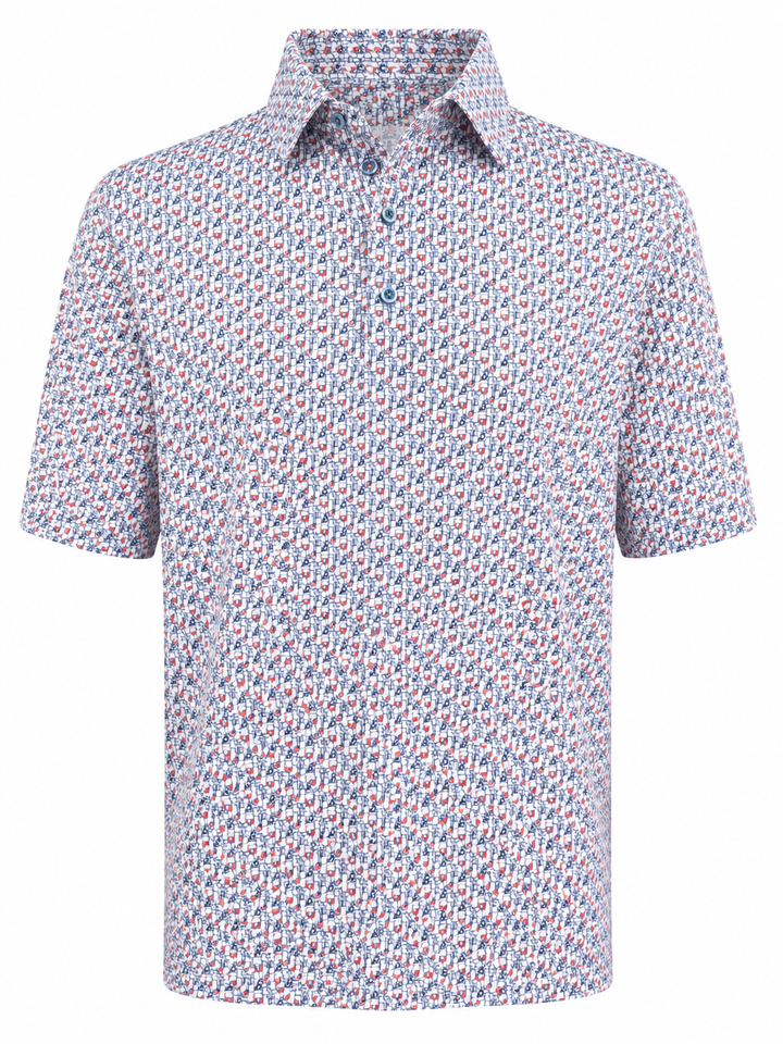 Bobby Jones Happy Hour Print Jersey Polo - Classic Blue - Large