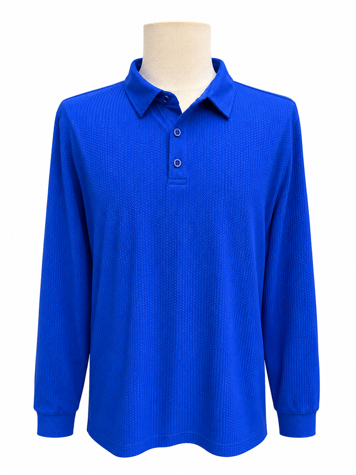 Bobby Jones Performance Jersey Balata Print Long-Sleeve Polo - Blue - XL