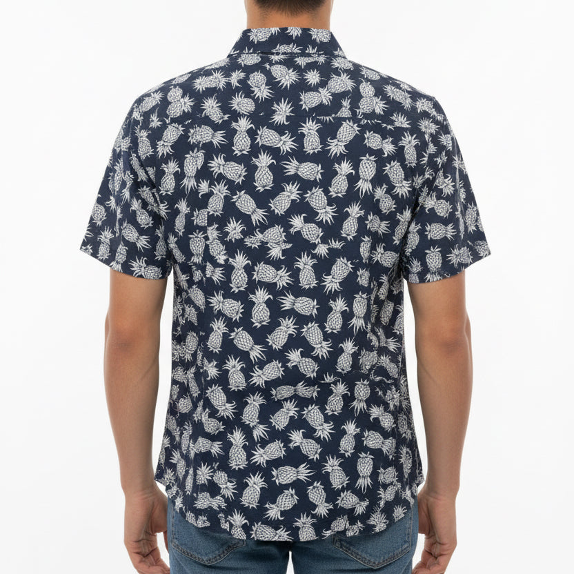 Straight Down Men's Golf Polo Pineapple Express New Indigo Size L