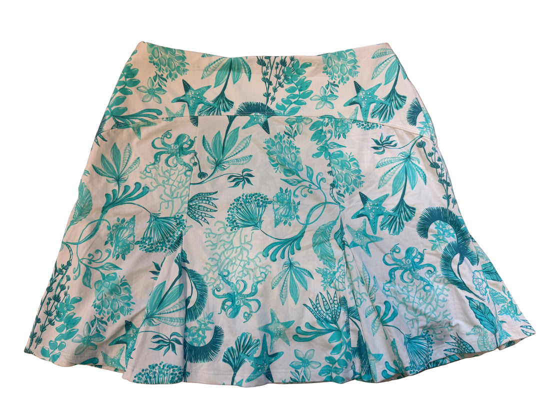 G-Lifestyle Flare Godet Skort - Carribbean Turq Sea - Small