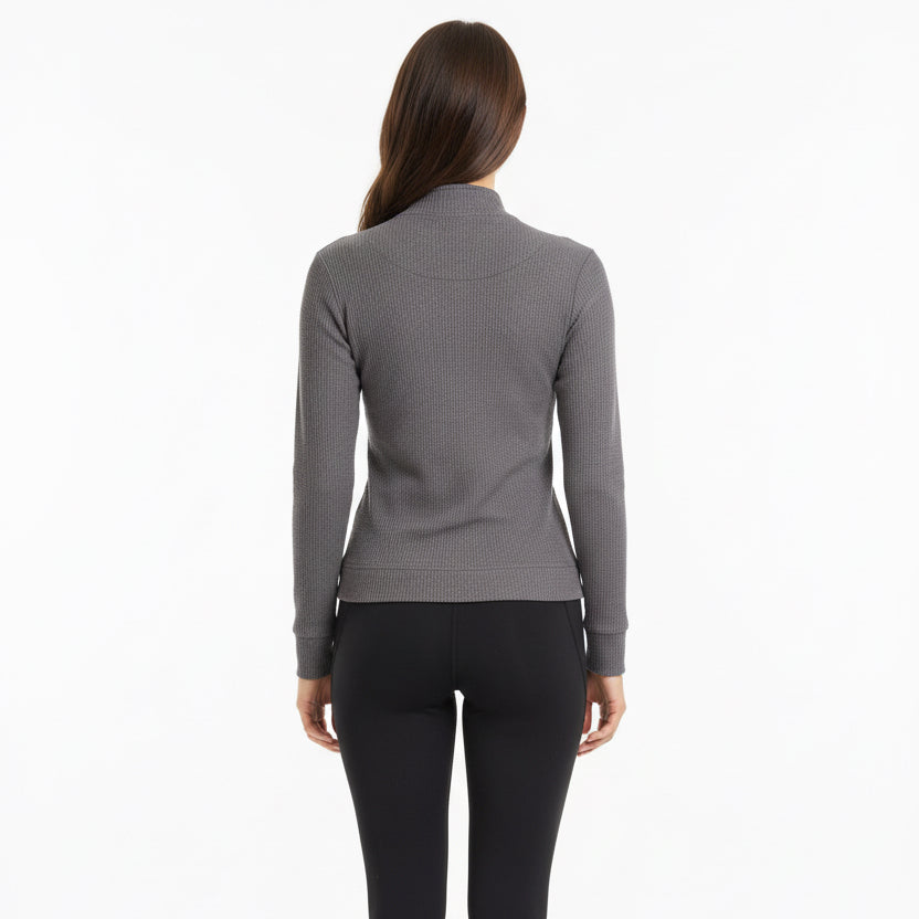 Straight Down Women's Quarter Zip Hills Grey Size M