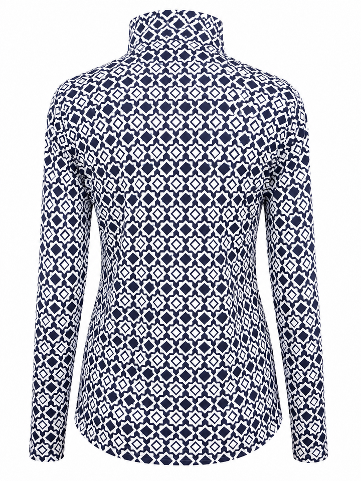 SanSoleil SolCool Print Long Sleeve Mock - Clink Navy - XL