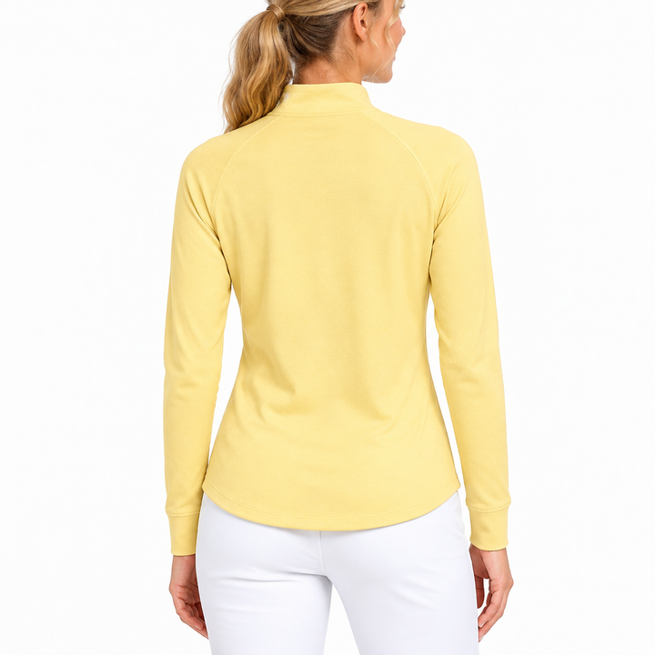 Greg Norman Women's Golf L/S Top Arc 1/2 Zip Mockneck Yellow Silk Size M