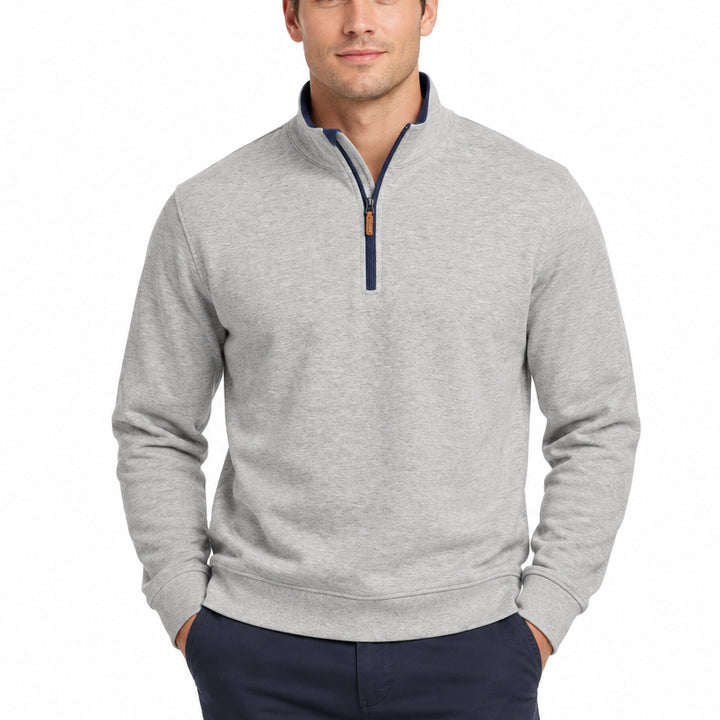 Collars & Co Men's Golf Quarter Zip Heather Cloud Cotton Grey