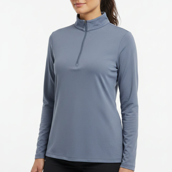 Kastel Women's L/S Polo 1/4 Zip Pacific Blue