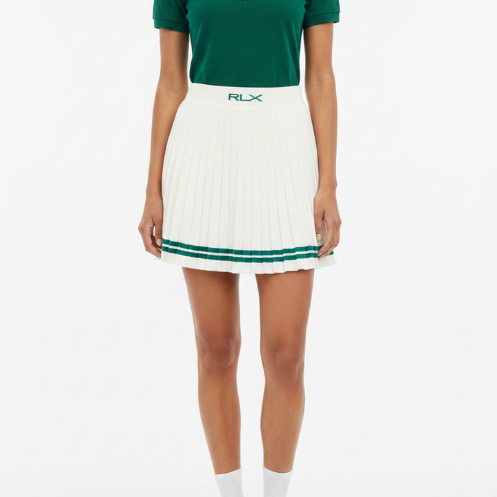 RLX Pleated Sweater Skort (15.5") - Off-White/Kelly Green - Small - Skorzie