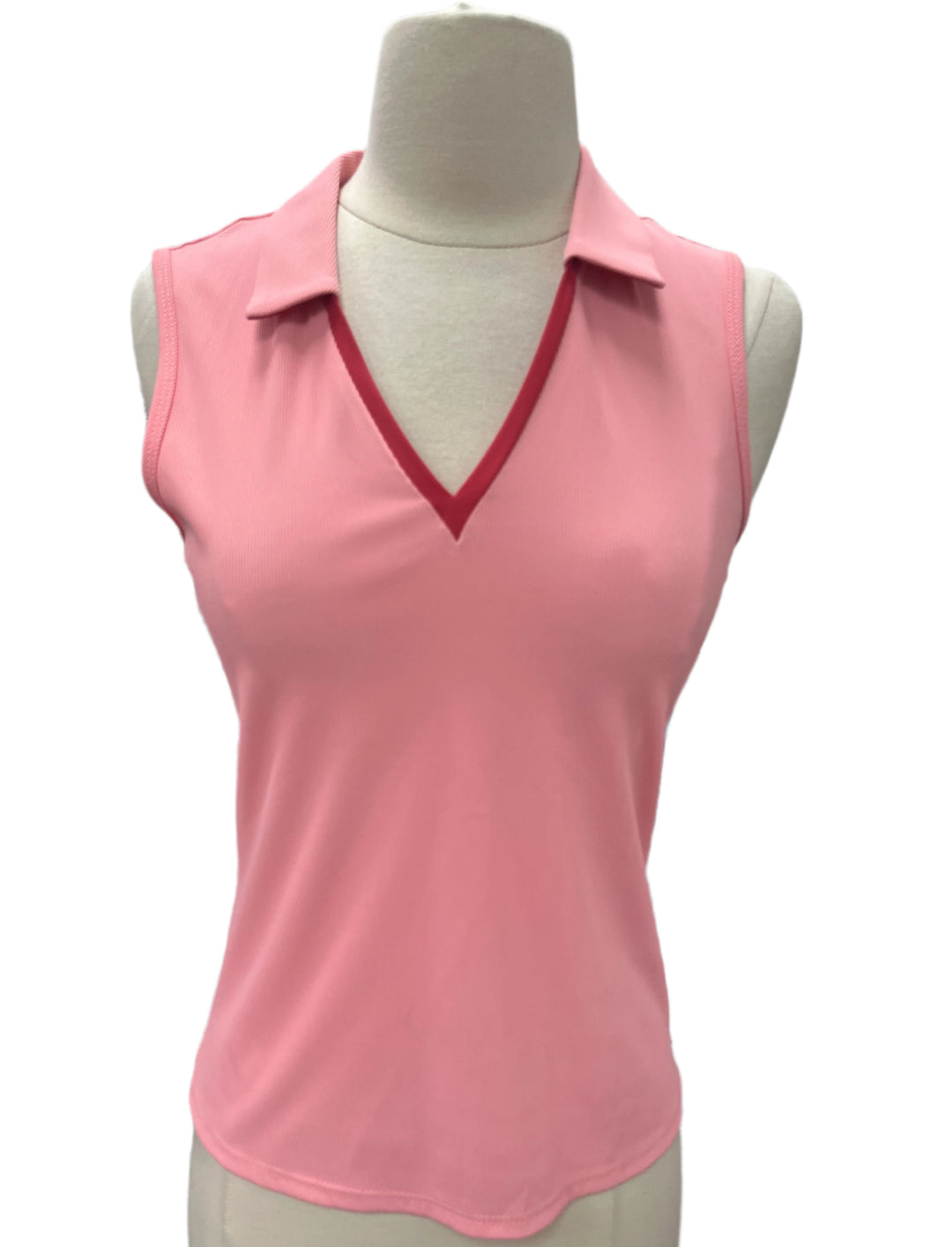 Foray - V-Neck Sleeveless Polo - Pink - X-Small - Skorzie