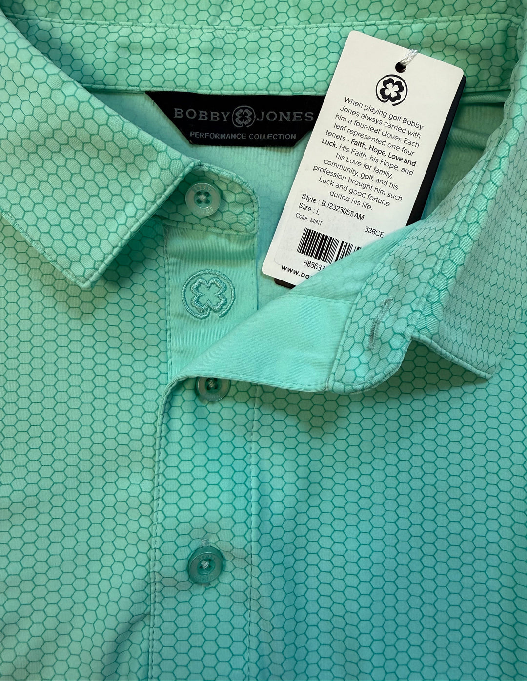Bobby Jones Performance Jersey Balata Print Polo - Mint - Large