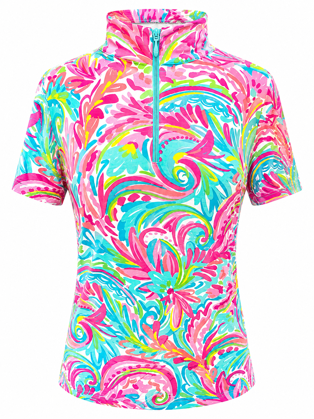 IBKUL Aubrey Short Sleeve Zip Mock - Candy