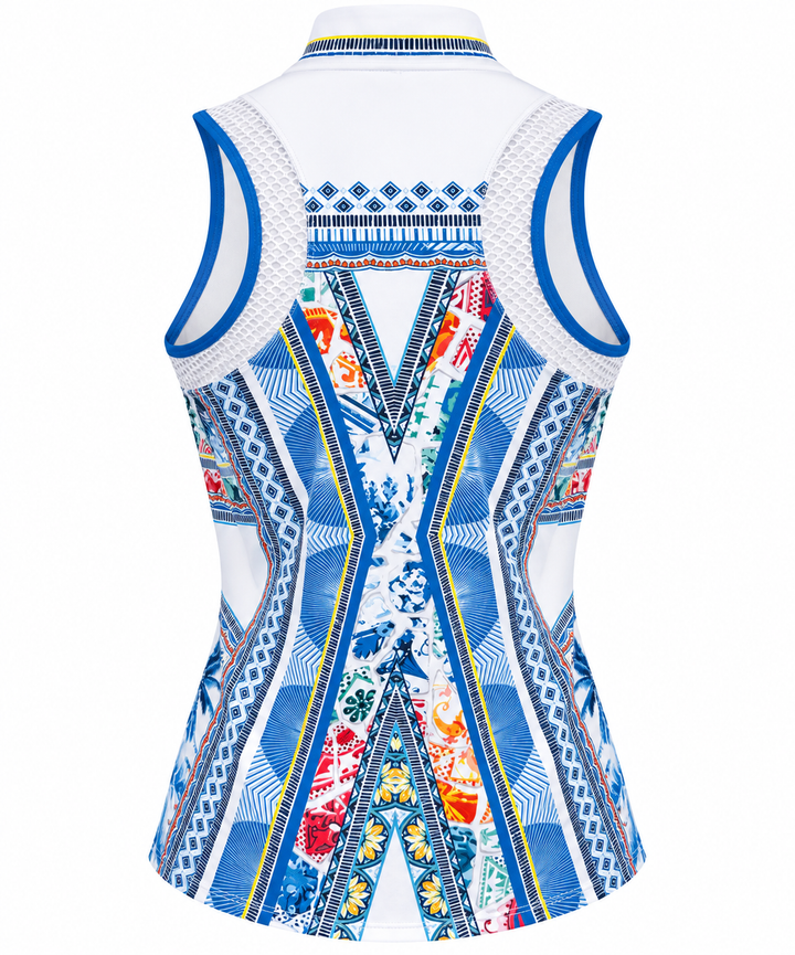 Lucky In Love Playing in Paradise Zip Top - White/Blue