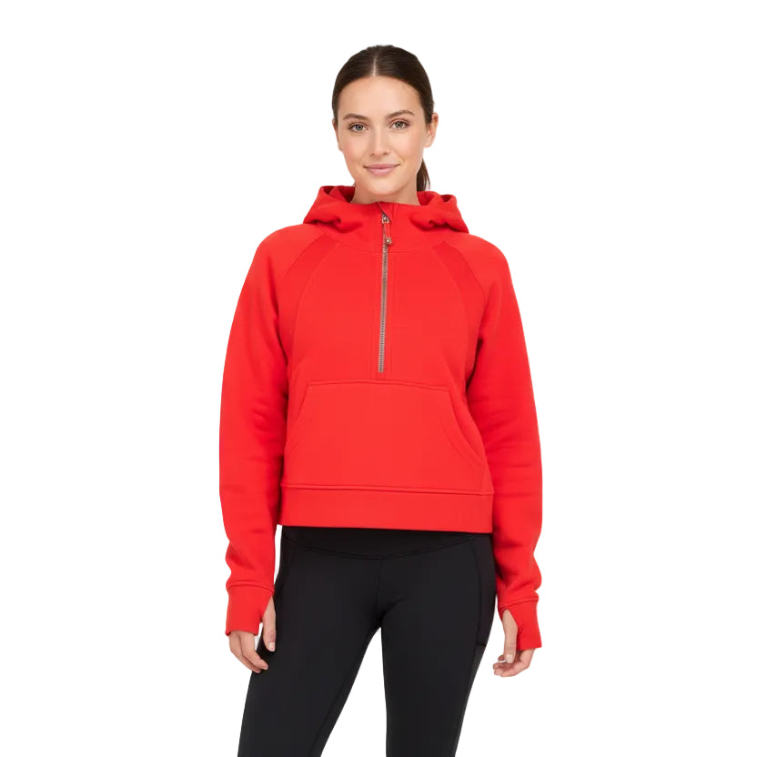 Lululemon Scuba Oversized 1/2 Zip Hoodie - Bright Red - Skorzie