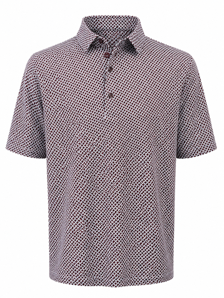 Bobby Jones Performance Seville Print Jersey Polo - Burgundy - Large