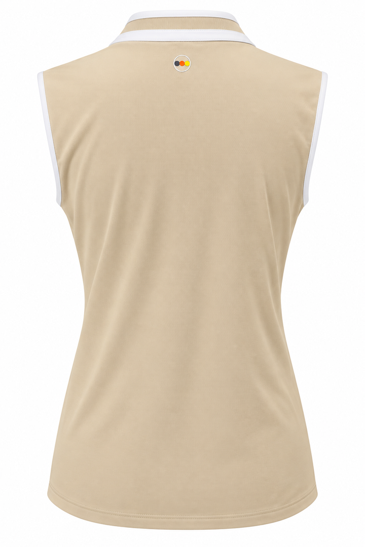 Swing Control Pique Mockneck Sleeveless Shirt - Desert