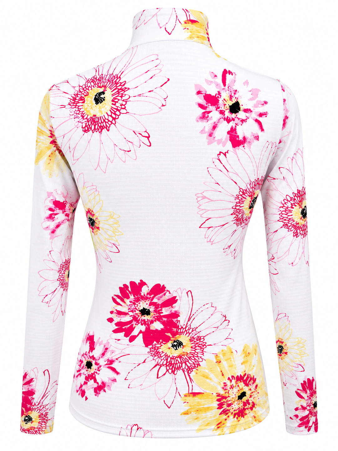SanSoleil SolCool Print Long Sleeve Mock - Pink Flowers - XS