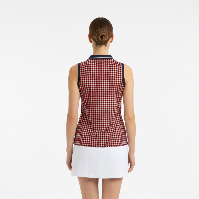RLX Tailored Fit S/L Polo Shirt (w/ logo) - Red Patterned - Skorzie