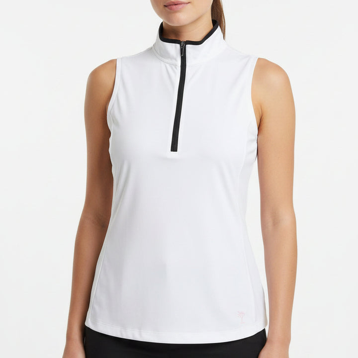 Golftini Women's Golf S/L Polo Mock Neck White/Black Size S