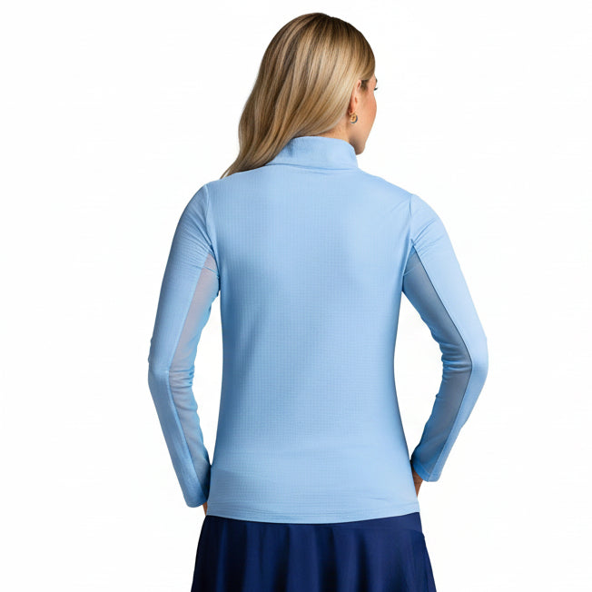 IBKUL Womens Bella Long Sleeve Zip Polo - Peri - Medium