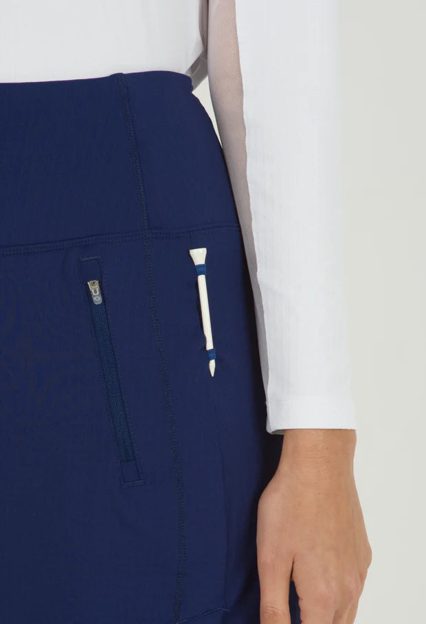 IBKUL Womens Kelsey Solid Skort (17') - Navy - Small