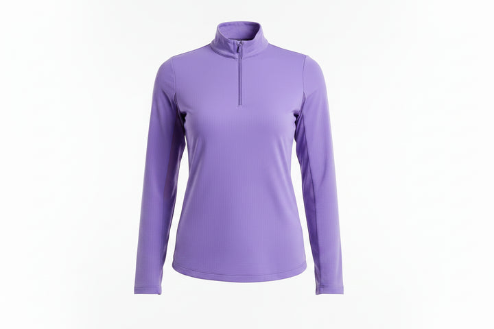 IBKUL Womens Solid Long Sleeve Zip Mock - Plum
