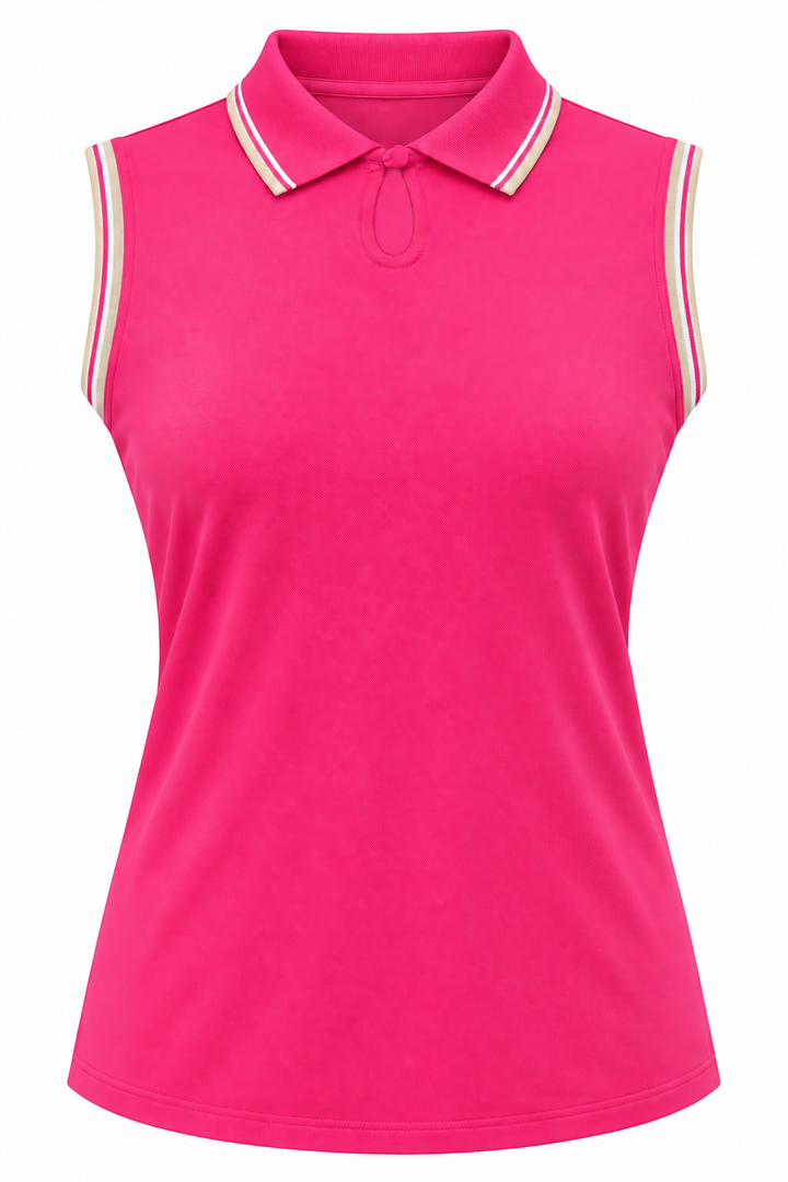 Swing Control Sleeveless Keyhole Neck Golf Top - Blossom Pink