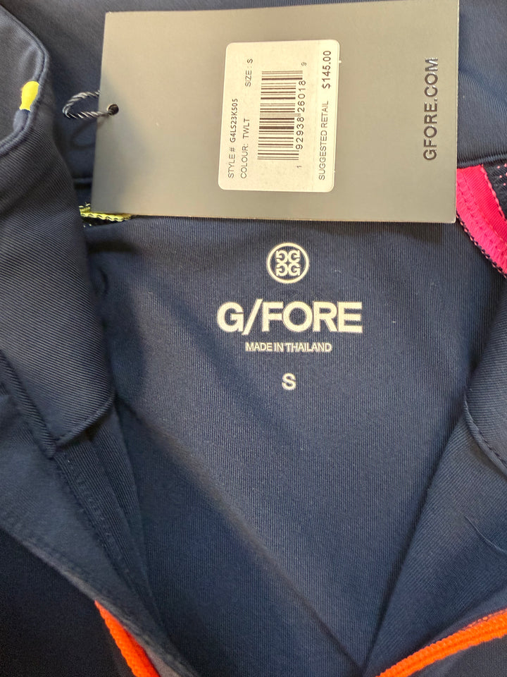 G/FORE Color Block Neon Quarter Zip (w/ logo) - Twilight - Small