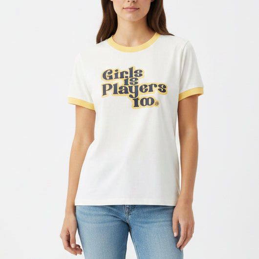 Fore All Women's Ringer Tee "Girls Is Players Too" White