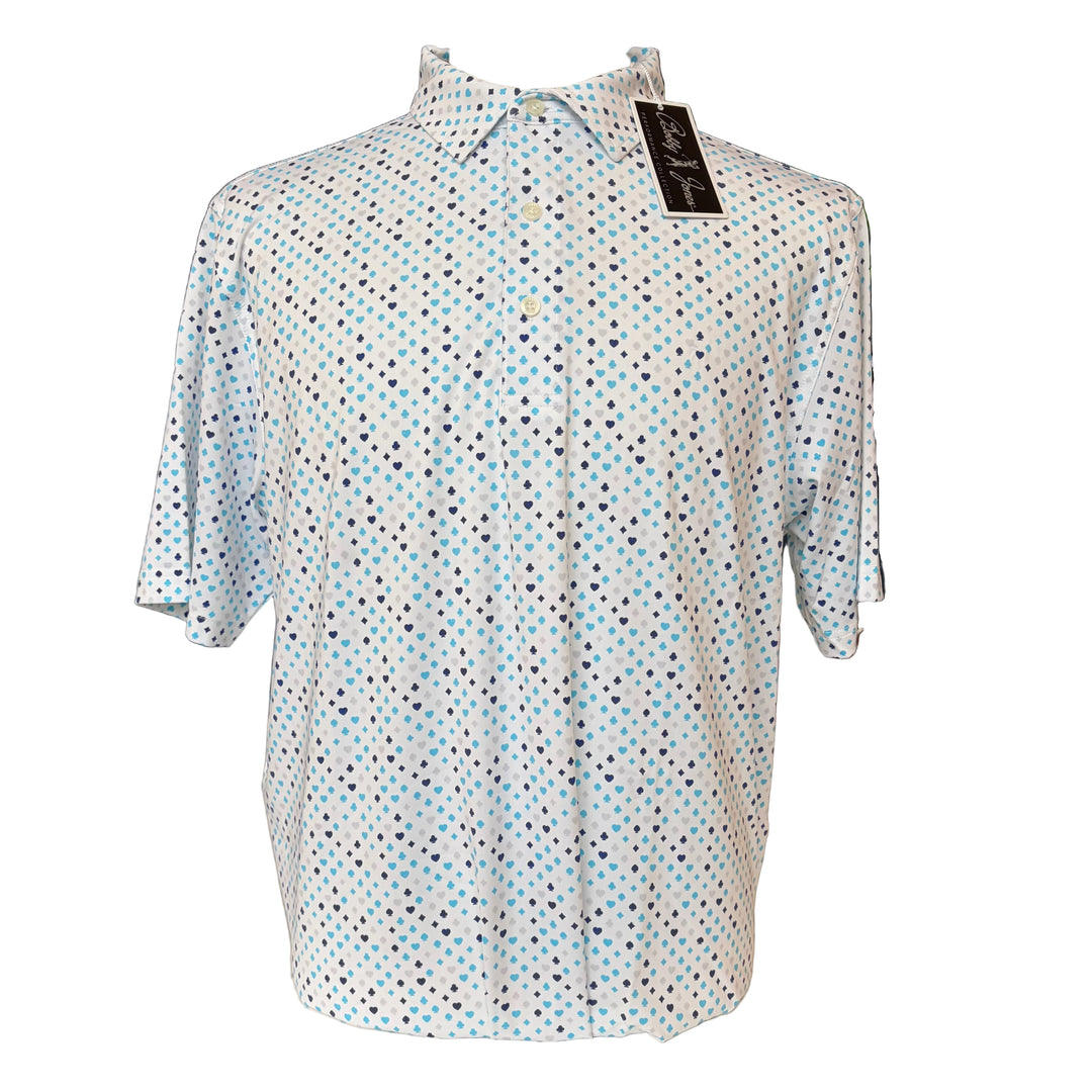 Bobby Jones Performance Poker Print Polo - Blue Fish - Large - Skorzie