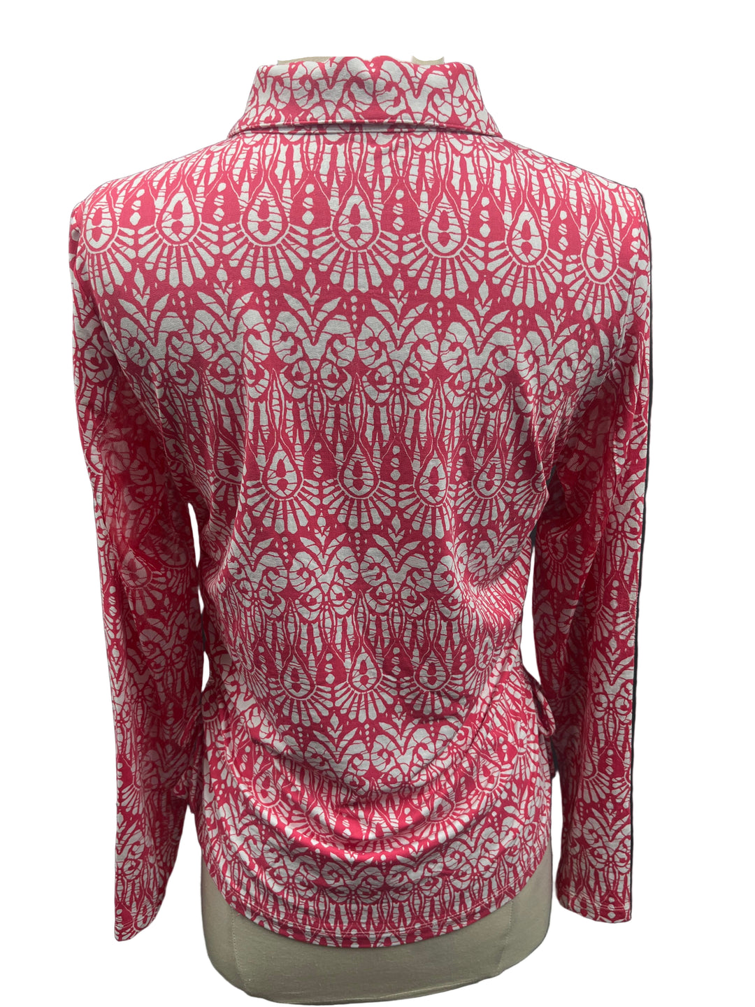 IBKUL Pink Print Long Sleeve Polo - Small - Skorzie
