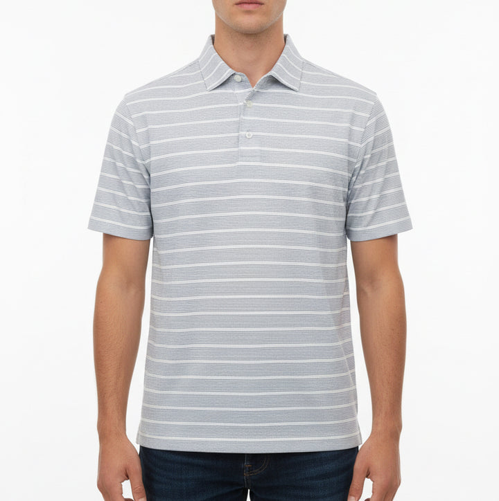 Straight Down Men's Golf Polo Oceano Dunes Stripe Blue Shade Size L