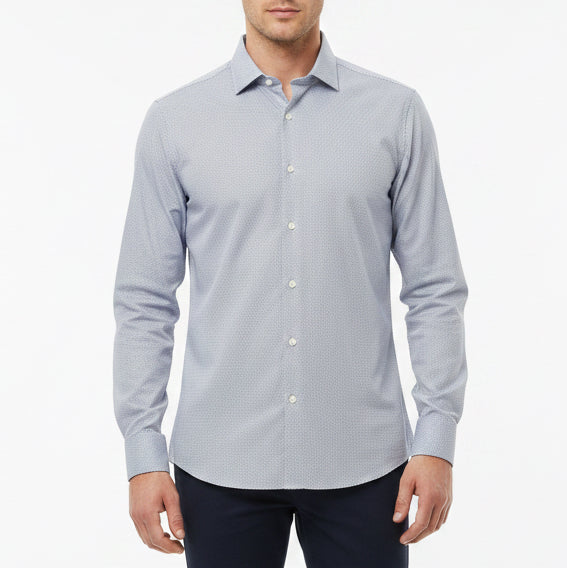 Robert Talbott Men's L/S Button Up Polo Night Sky Dot Size L