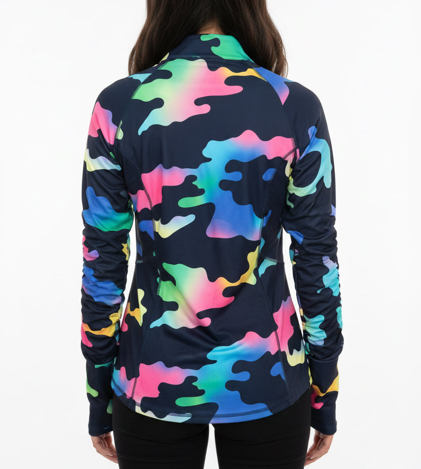 G/FORE Women's Golf Top Color Blend Camo Mid Layer (w/logo) Twilight Size XS