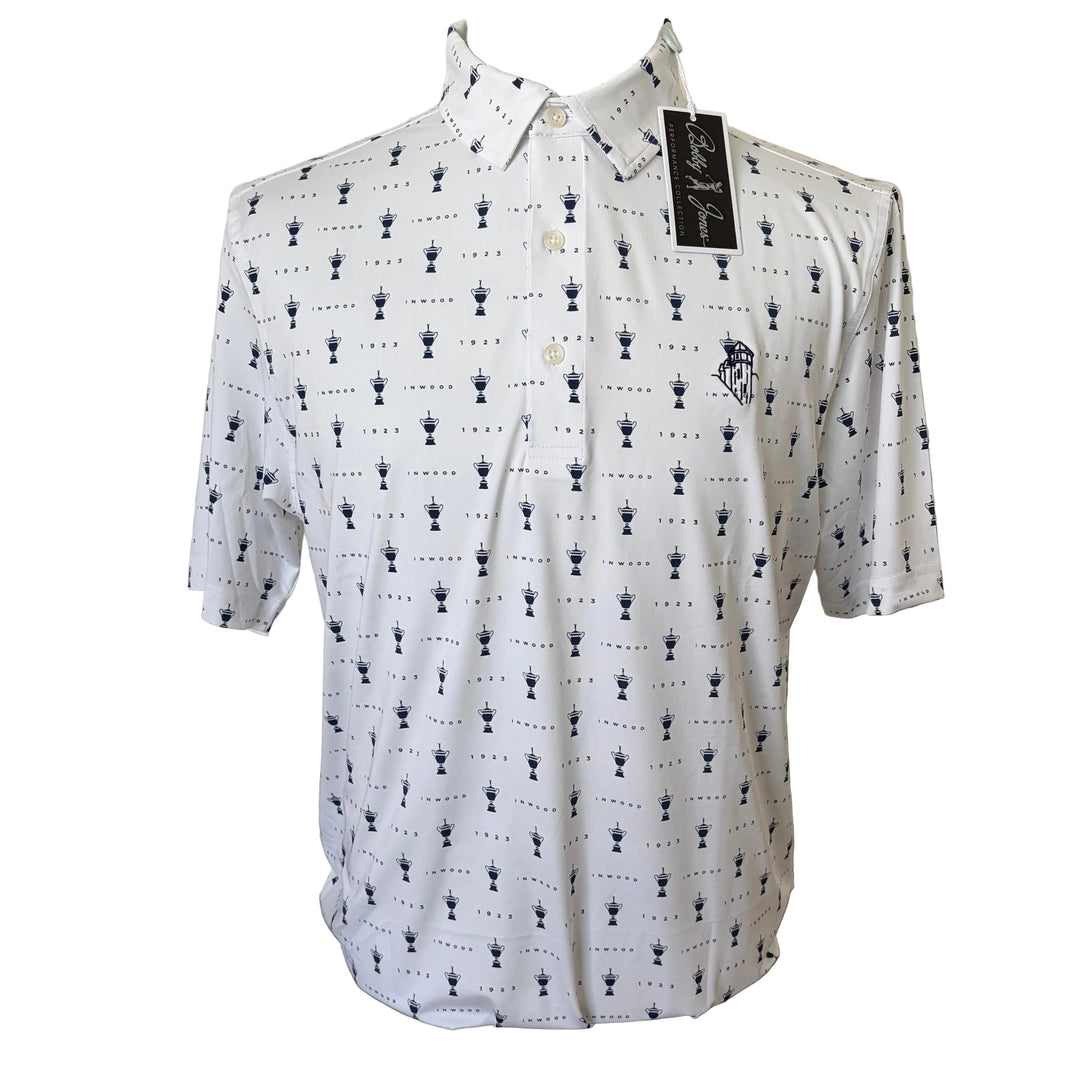 Bobby Jones Performance Jersey 1923 Trophy Print Polo (w/ logo) - White - Skorzie