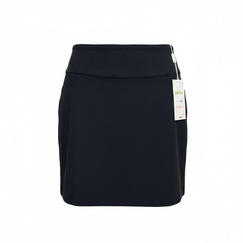 Swing Control Solid Textured Jacquard Vented Skort 18" - Black - 4 - Skorzie